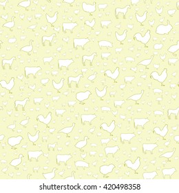 Seamless pattern with farm animals.