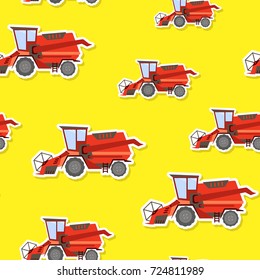 Seamless pattern with farm combine for your design
