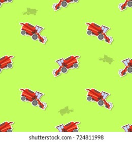 Seamless pattern with farm combine for your design