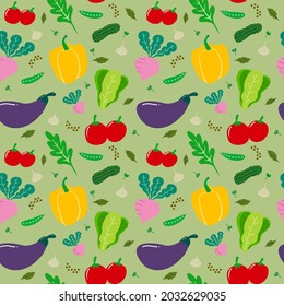 Seamless pattern Farm fresh vegetables.