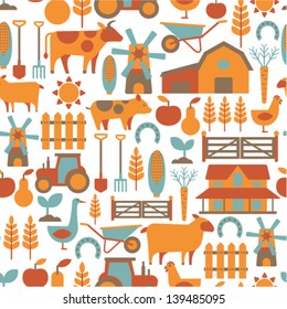 seamless pattern with farm related items