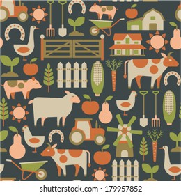 seamless pattern with farm related items