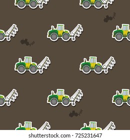 Seamless pattern with farm tractor for your design