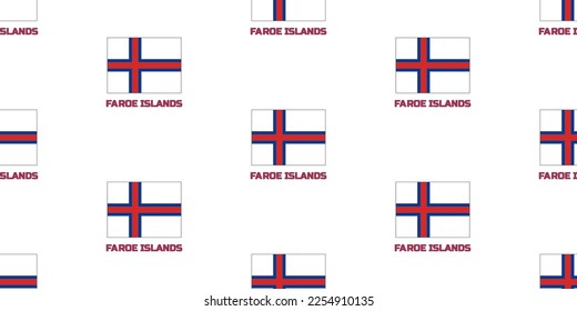 Seamless pattern of the FAROE ISLANDS country flag. With the caption of the country name " FAROE ISLANDS".