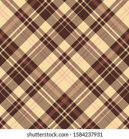 Seamless pattern in fascinating beautiful dark brown, light yellow and warm pink colors for plaid, fabric, textile, clothes, tablecloth and other things. Vector image. 2