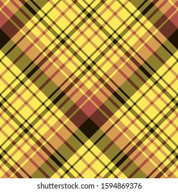 Seamless pattern in fascinating bright yellow, black and red colors for plaid, fabric, textile, clothes, tablecloth and other things. Vector image. 2