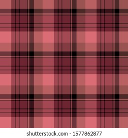 Seamless pattern in fascinating cozy berry red and black for plaid, fabric, textile, clothes, tablecloth and other things. Vector image. 