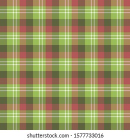 Seamless pattern in fascinating cozy green, red and white colors for plaid, fabric, textile, clothes, tablecloth and other things. Vector image.