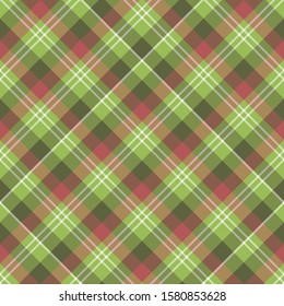 Seamless pattern in fascinating cozy green, red and white colors for plaid, fabric, textile, clothes, tablecloth and other things. Vector image. 2