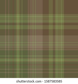 Seamless pattern in fascinating cute christmas brown and green colors for plaid, fabric, textile, clothes, tablecloth and other things. Vector image. 
