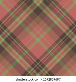 Seamless pattern in fascinating cute christmas brown, red and green colors for plaid, fabric, textile, clothes, tablecloth and other things. Vector image. 2