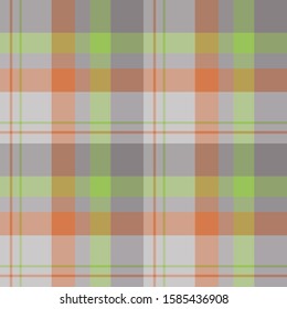 Seamless pattern in fascinating gray, orange and green colors for plaid, fabric, textile, clothes, tablecloth and other things. Vector image. 
