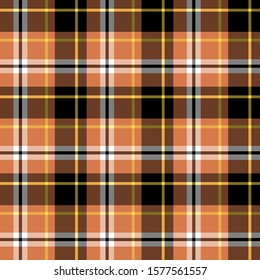 Seamless pattern in fascinating orange, white, black and yellow colors for plaid, fabric, textile, clothes, tablecloth and other things. Vector image. 