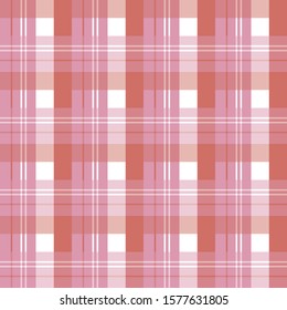 Seamless pattern in fascinating pink, red and white colors for plaid, fabric, textile, clothes, tablecloth and other things. Vector image. 