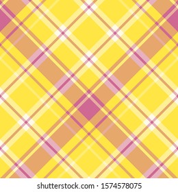 Seamless pattern in fascinating yellow, pink and white colors for plaid, fabric, textile, clothes, tablecloth and other things. Vector image. 2