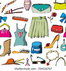 Seamless pattern of fashion accessories