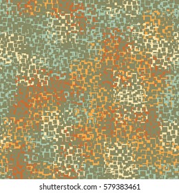 Seamless pattern. Fashion camouflage. Picture of rounded squares. Grunge. Flat.