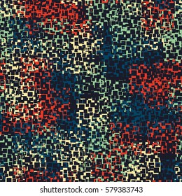 Seamless pattern. Fashion camouflage. Picture of rounded squares. Grunge. Flat.