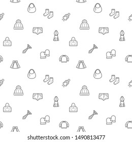Seamless pattern fashion and clothes icon on white background. Included the icons as skirt,  wear, apparel, bag, hat And Other Elements.