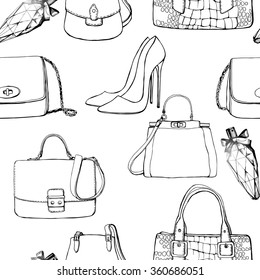 Seamless pattern with fashion handbags. Vector illustration.