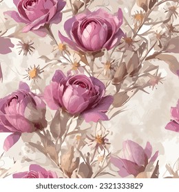 seamless pattern fashion print flowers background floral texture illustration botanical art ornament flora garden image colorful plant modern flora bloom beauty endless repeat eps vector