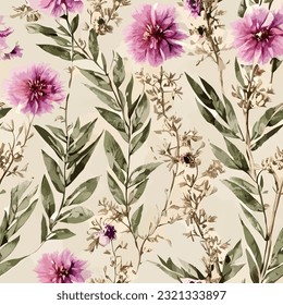 seamless pattern fashion print flowers background floral texture illustration botanical art ornament flora garden image colorful plant modern flora bloom beauty endless repeat eps vector