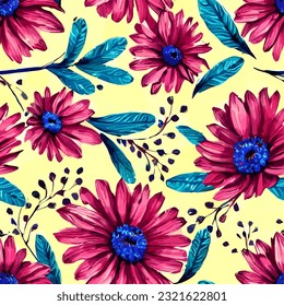seamless pattern fashion print flowers background floral texture illustration botanical art ornament flora garden image colorful plant modern flora bloom beauty endless repeat eps vector