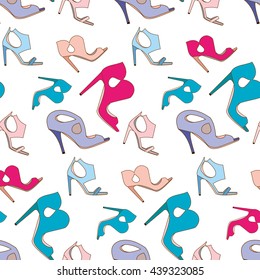 A seamless pattern of fashion shoes