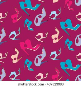 A seamless pattern of fashion shoes