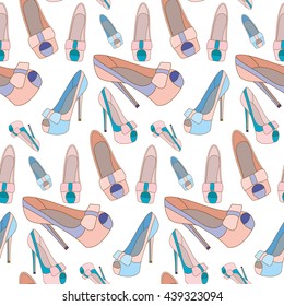A seamless pattern of fashion shoes