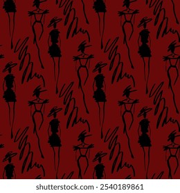 Patrón sin fisuras con bocetos de moda. Vector impreso. Ilustración vectorial. 