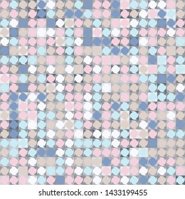 Seamless pattern. Fashionable checkered texture in camouflage style. Abstract shapes on squares background