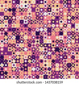 Seamless pattern. Fashionable checkered texture in camouflage style. Abstract figures of two kinds located on the background of squares.