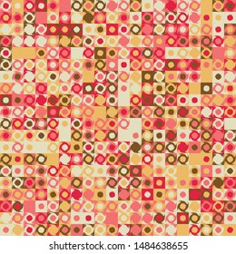 Seamless pattern. Fashionable checkered texture in camouflage style. Abstract figures of two kinds located on the background of squares.