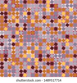 Seamless pattern. Fashionable checkered texture in camouflage style. Abstract shapes on squares background