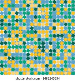 Seamless pattern. Fashionable checkered texture in camouflage style. Abstract shapes on squares background