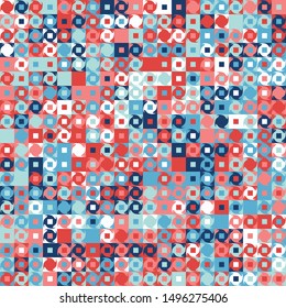 Seamless pattern. Fashionable checkered texture in camouflage style. Abstract shapes and small squares located on the background of large squares.