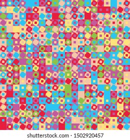 Seamless pattern. Fashionable checkered texture in camouflage style. Abstract shapes and small squares located on the background of large squares.