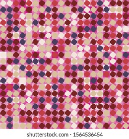 Seamless pattern. Fashionable checkered texture in camouflage style. Abstract shapes on squares background