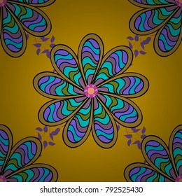Seamless pattern Fashionable fabric pattern. Colour Spring Theme. Flat Flower Elements Design. Cute floral elements. Vector illustration.