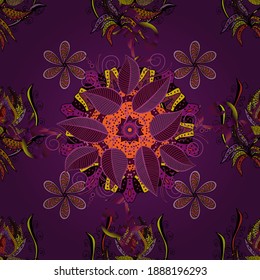 Seamless pattern Fashionable fabric pattern. Cute floral elements. Colour Spring Theme seamless pattern Background. Vector illustration. Flat Flower Elements Design.