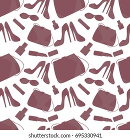 Seamless pattern with fashionable female accessories