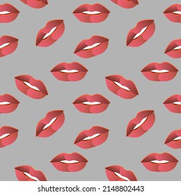 Seamless pattern with a fashionable print in the form of parted lips. Decor for creating textiles and wallpaper. Part of the set. 