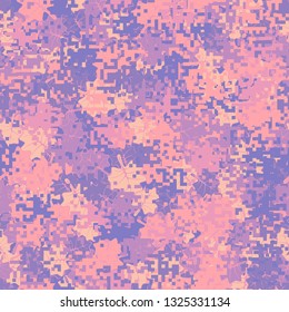 Seamless pattern. Fashionable texture in camouflage style. The top layer is pixel. 
The background consists of maple leaves. Editable.