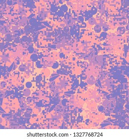 Seamless pattern. Fashionable texture in camouflage style. The top layer is pixel. 
Background consisting of seven-sided figures.