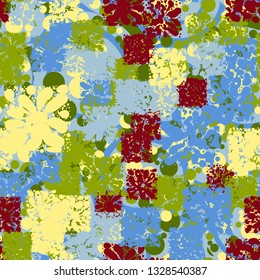 Seamless pattern. Fashionable texture in camouflage style. The top layer is pixel.
Background consisting of spirals with bubbles. 