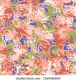 Seamless pattern. Fashionable texture in camouflage style. The top layer is pixel.
The background consists of angular shapes.