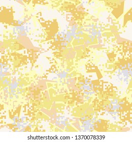 Seamless pattern. Fashionable texture in camouflage style. The top layer is pixel.
The background consists of large comminuted forms.