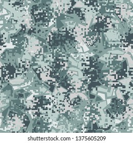 Seamless pattern. Fashionable texture in camouflage style. The top layer is pixel.
The background consists of angular shapes.