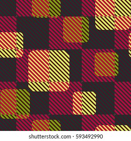 Seamless pattern. Fashionable wallpaper. Rounded squares. Striped squares. Abstract illustration. Children's textiles. Camouflage for children. Flat. Cartoon.